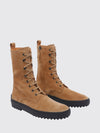 calf-high suede combat boots with t timeless logo and gommino sole