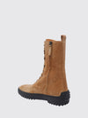 calf-high suede combat boots with t timeless logo and gommino sole