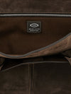 suede shoulder bag with double handle and charm
