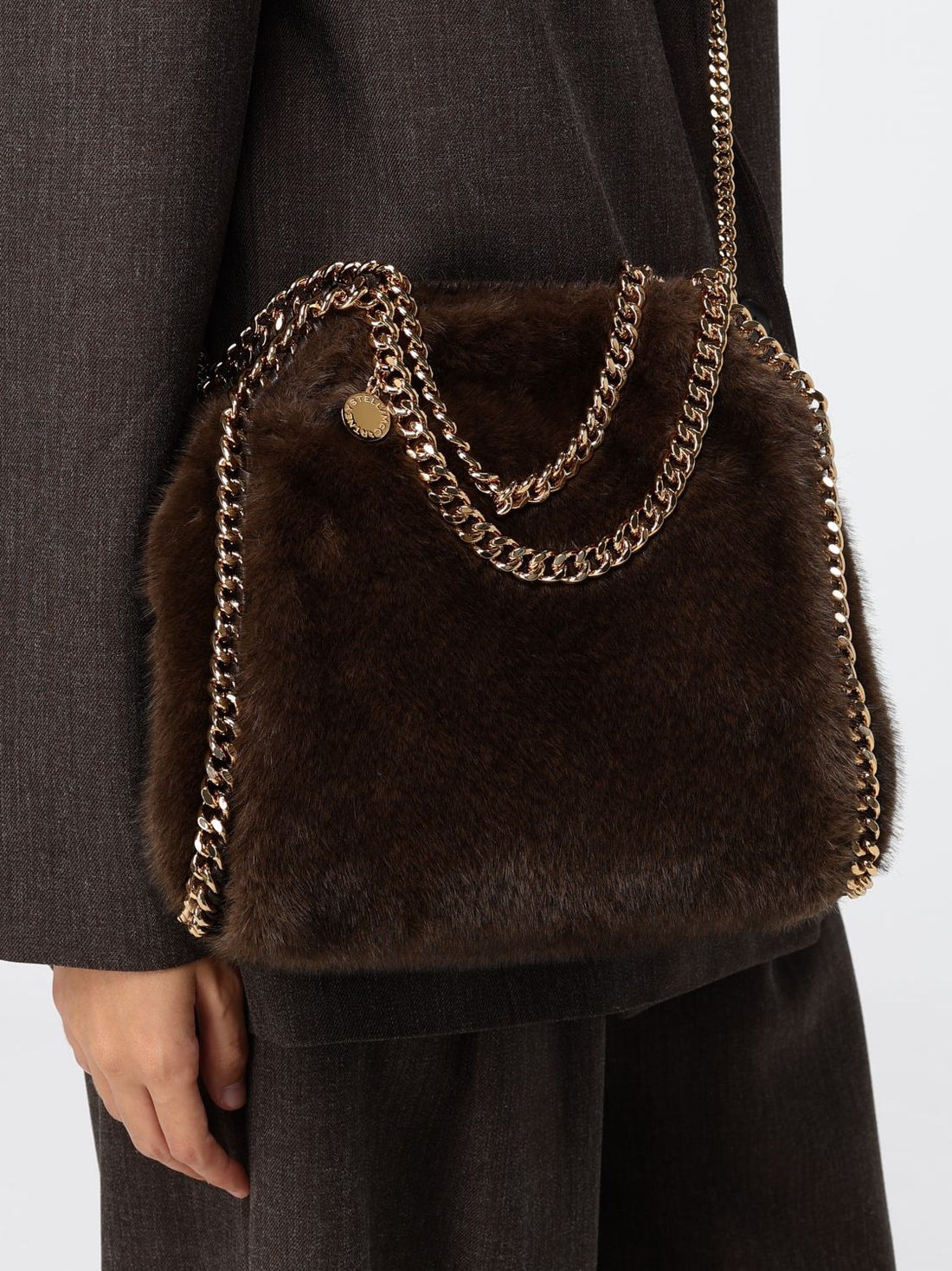 STELLA MCCARTNEY OS small falabella faux fur tote bag