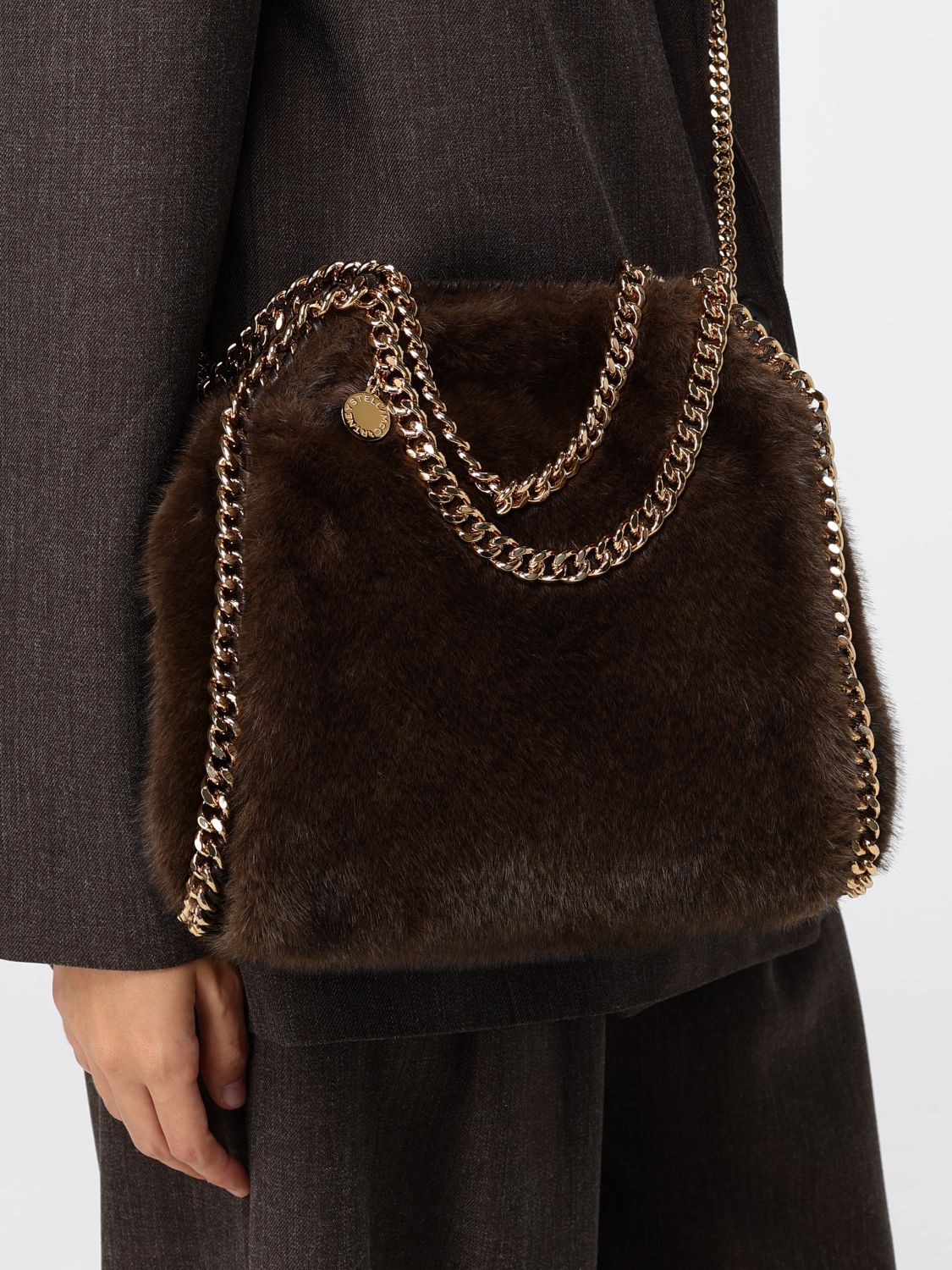 small falabella faux fur tote bag