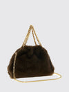 mini tote bag in faux leather with metallic mesh trim