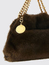 mini tote bag in faux leather with metallic mesh trim