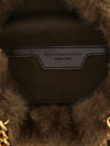 mini tote bag in faux leather with metallic mesh trim