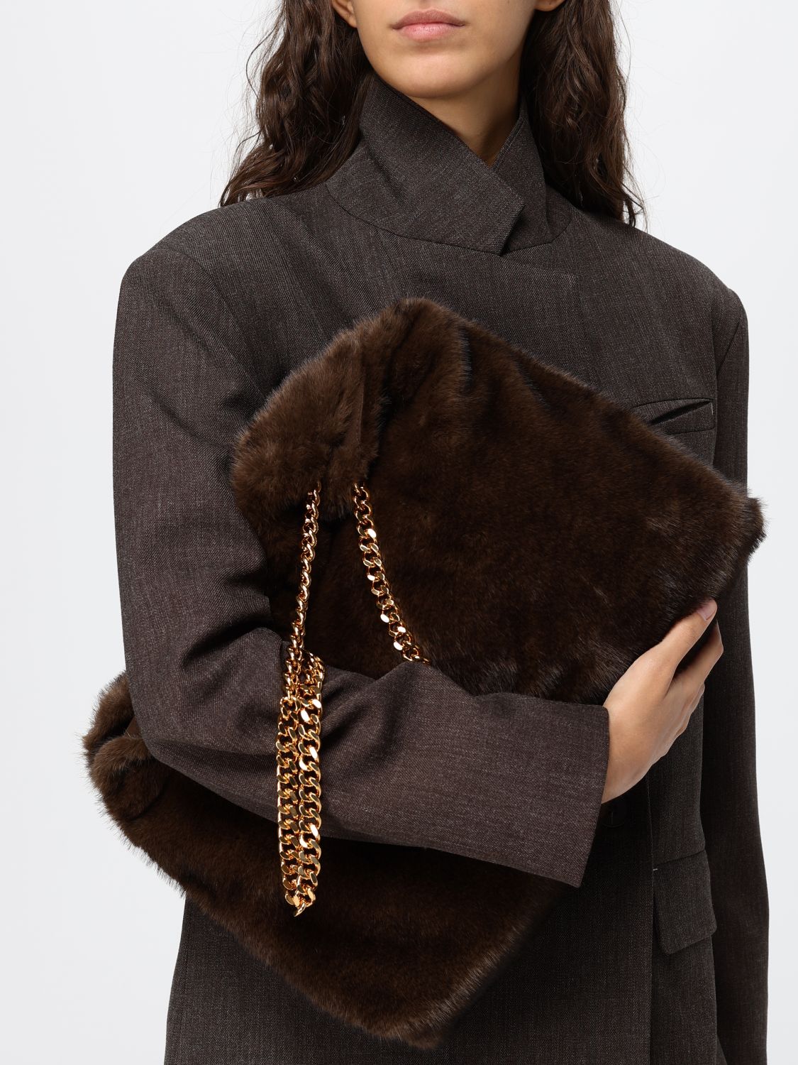 large falabella faux fur shoulder bag
