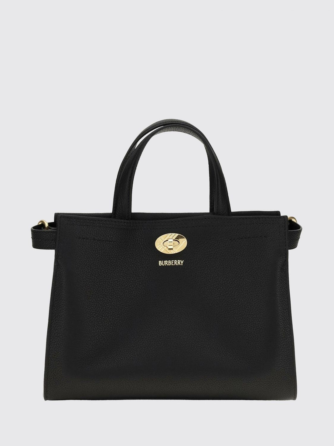 BURBERRY OS cotswolds small calfskin leather tote bag with check motif