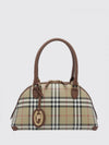 primrose vintage check canvas and leather bowling bag