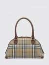 primrose vintage check canvas and leather bowling bag