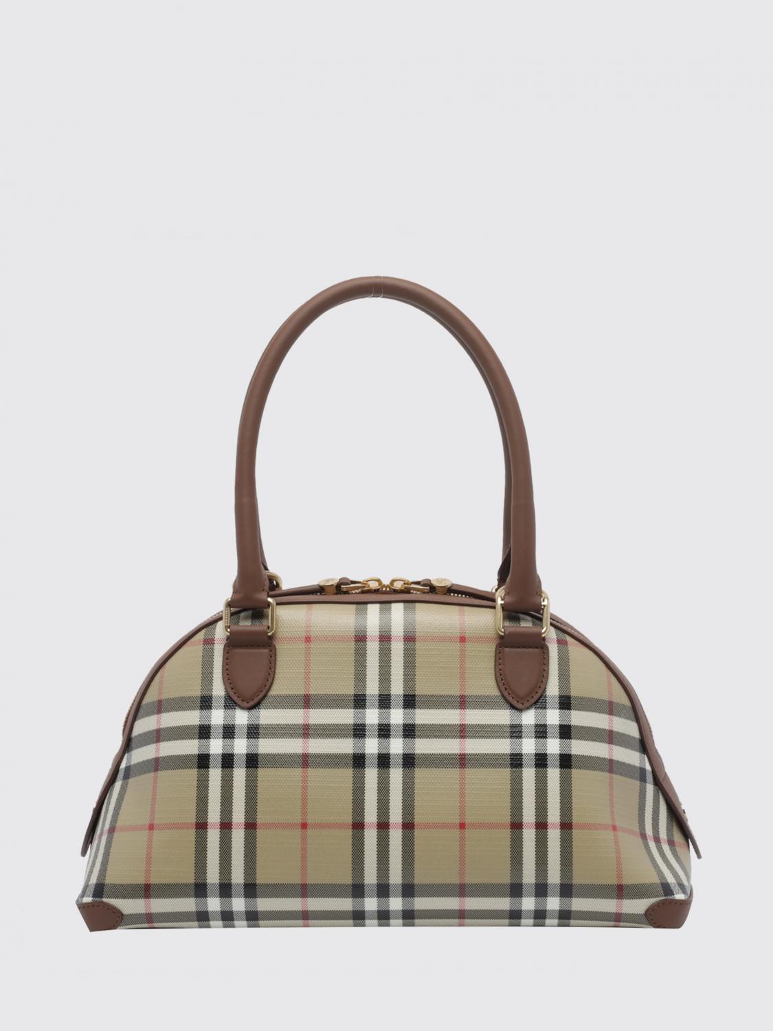 primrose vintage check canvas and leather bowling bag