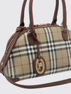 primrose vintage check canvas and leather bowling bag