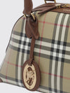 primrose vintage check canvas and leather bowling bag