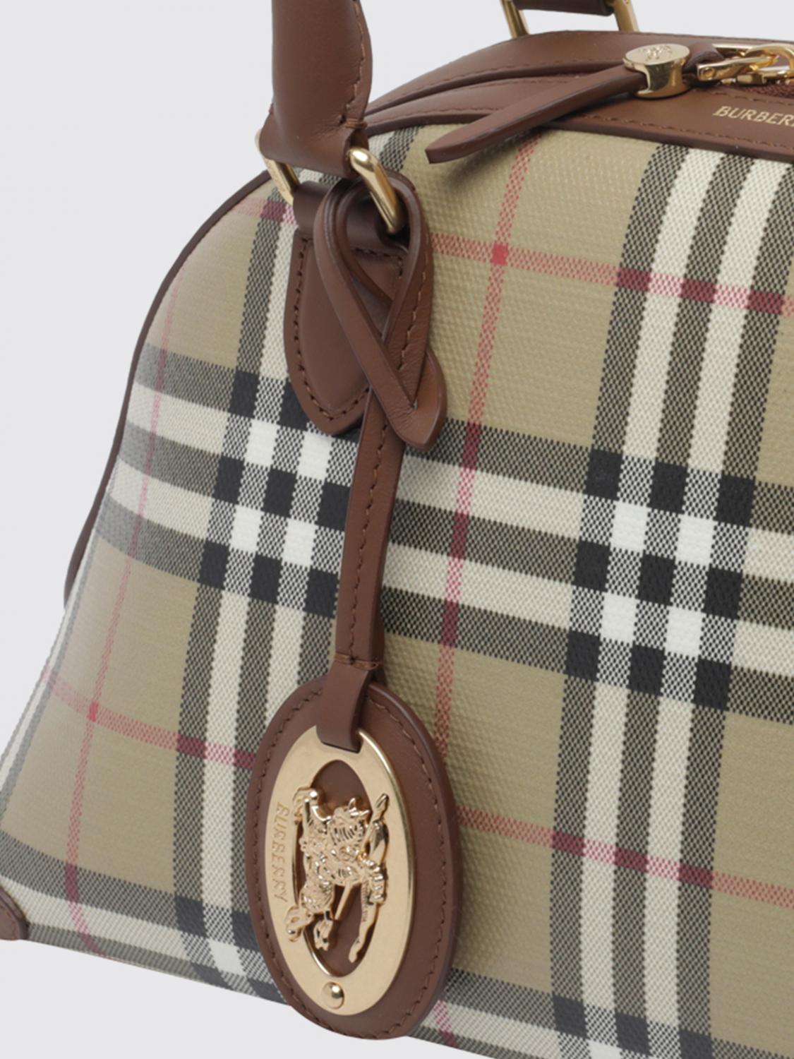 primrose vintage check canvas and leather bowling bag