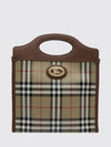 pocket mini vintage check canvas and leather tote bag