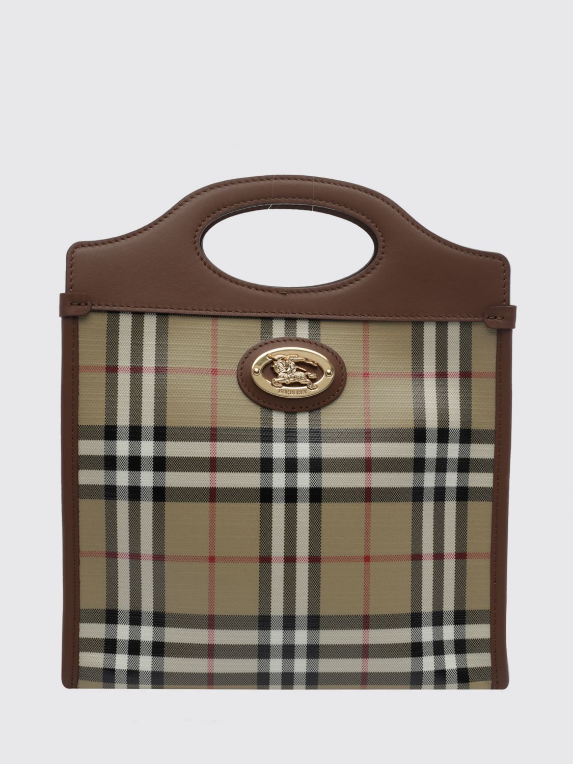 pocket mini vintage check canvas and leather tote bag