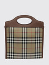 pocket mini vintage check canvas and leather tote bag