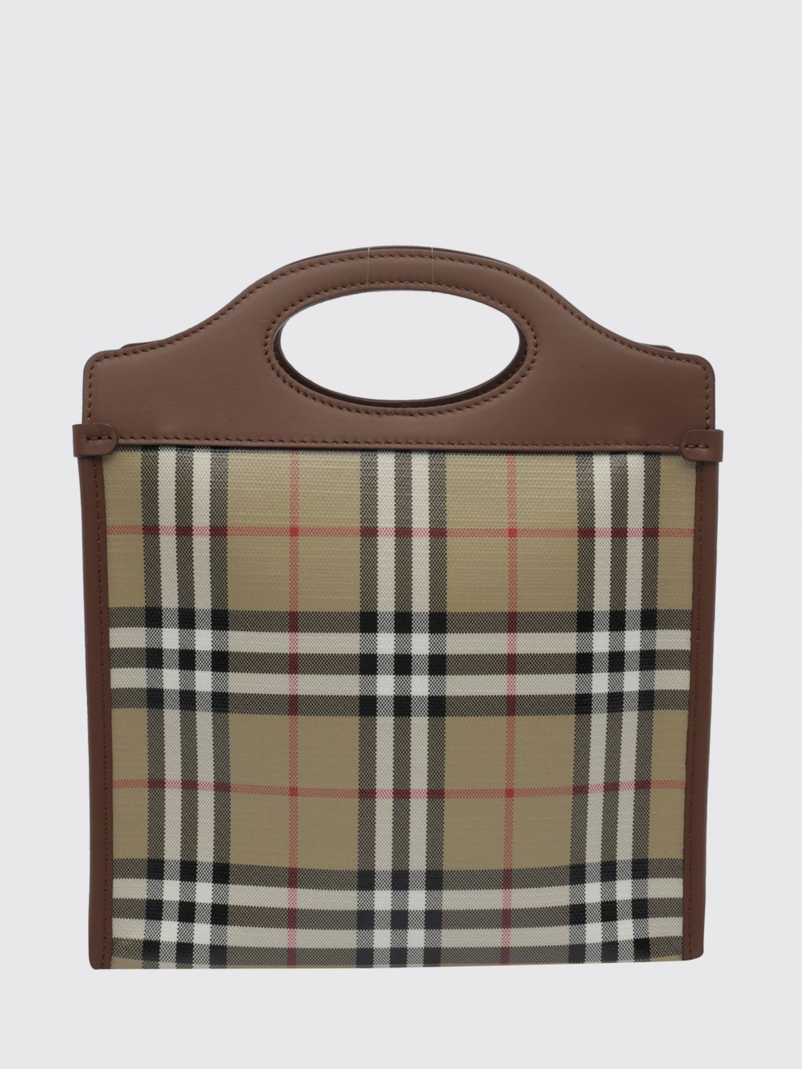 pocket mini vintage check canvas and leather tote bag