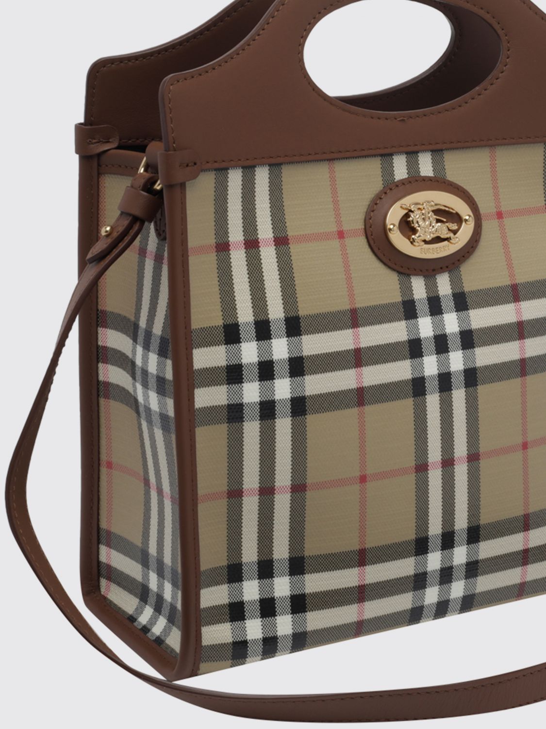 pocket mini vintage check canvas and leather tote bag
