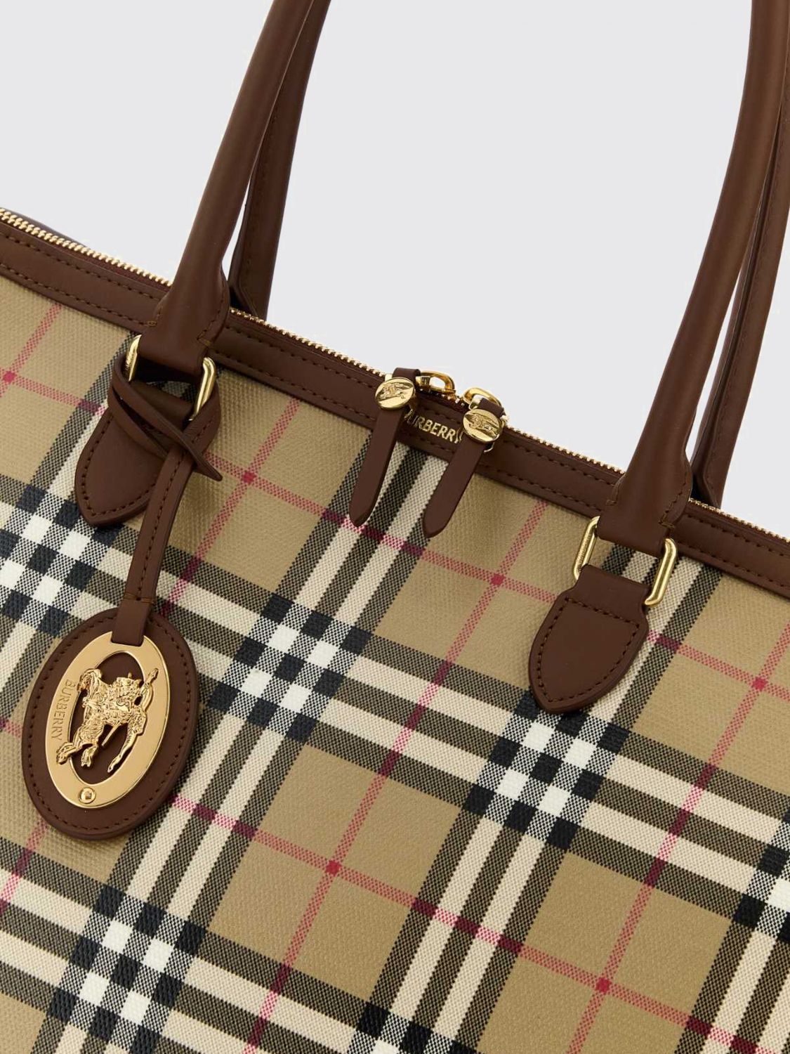 medium vintage check coated cotton tote bag