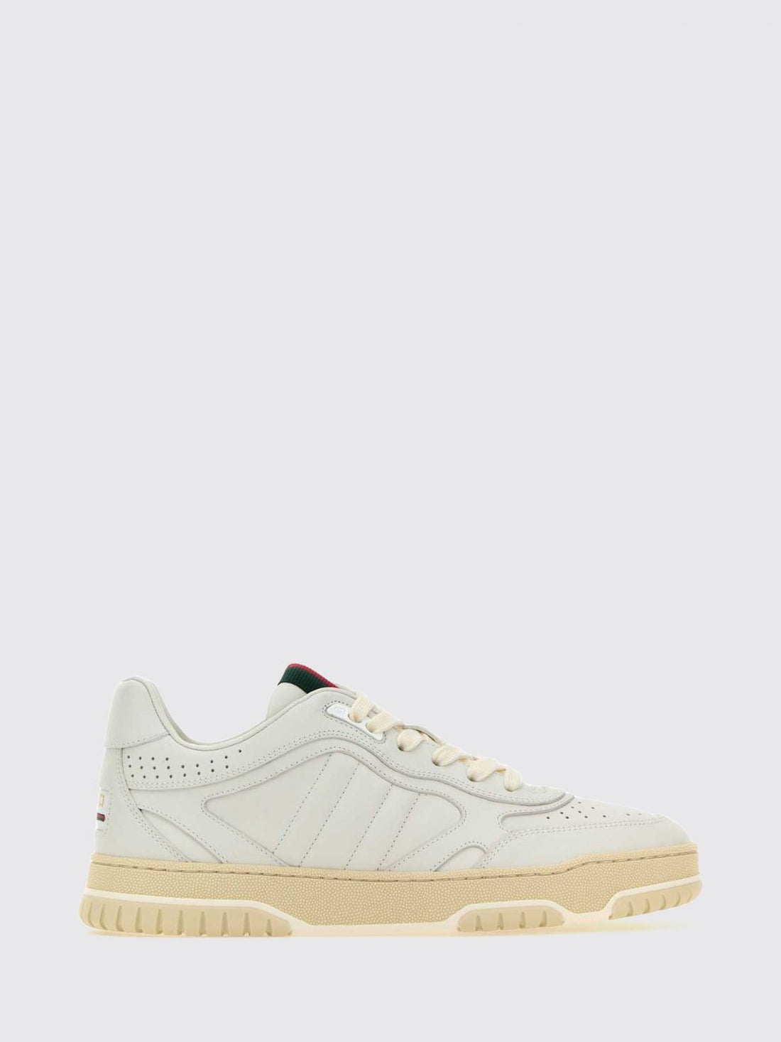 GUCCI 36 re-web leather sneakers with iconic web detail and round toe