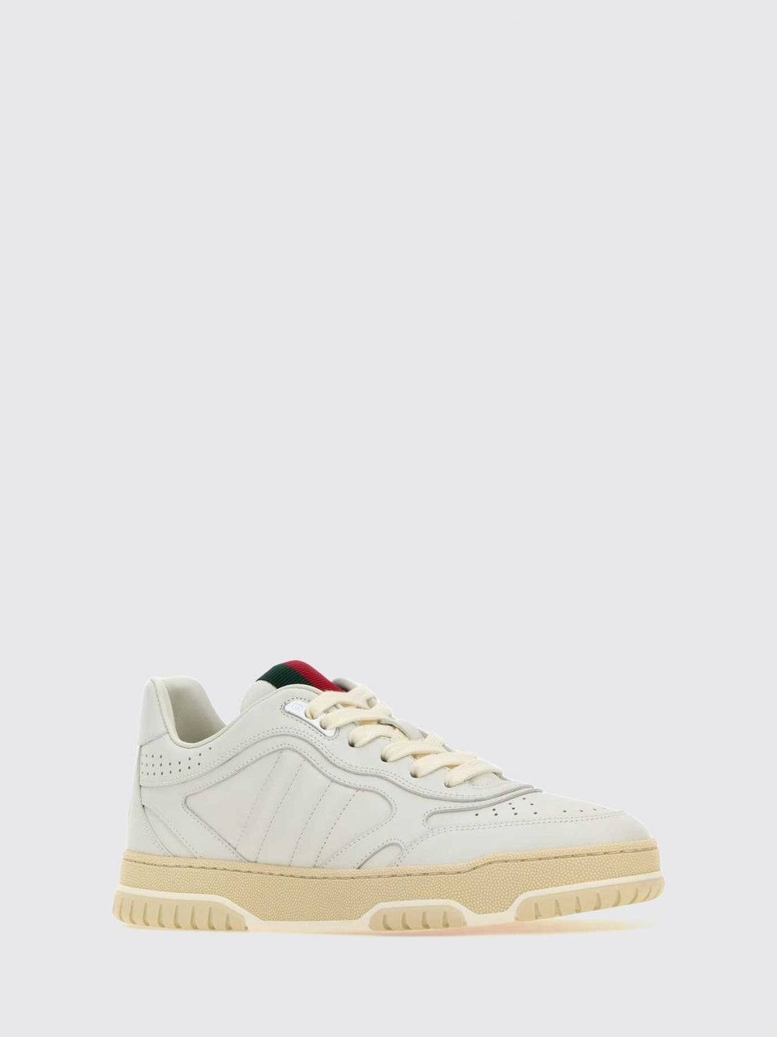 GUCCI 36 re-web leather sneakers with iconic web detail and round toe