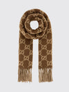 gg monogram pure cashmere scarf with fringed edges
