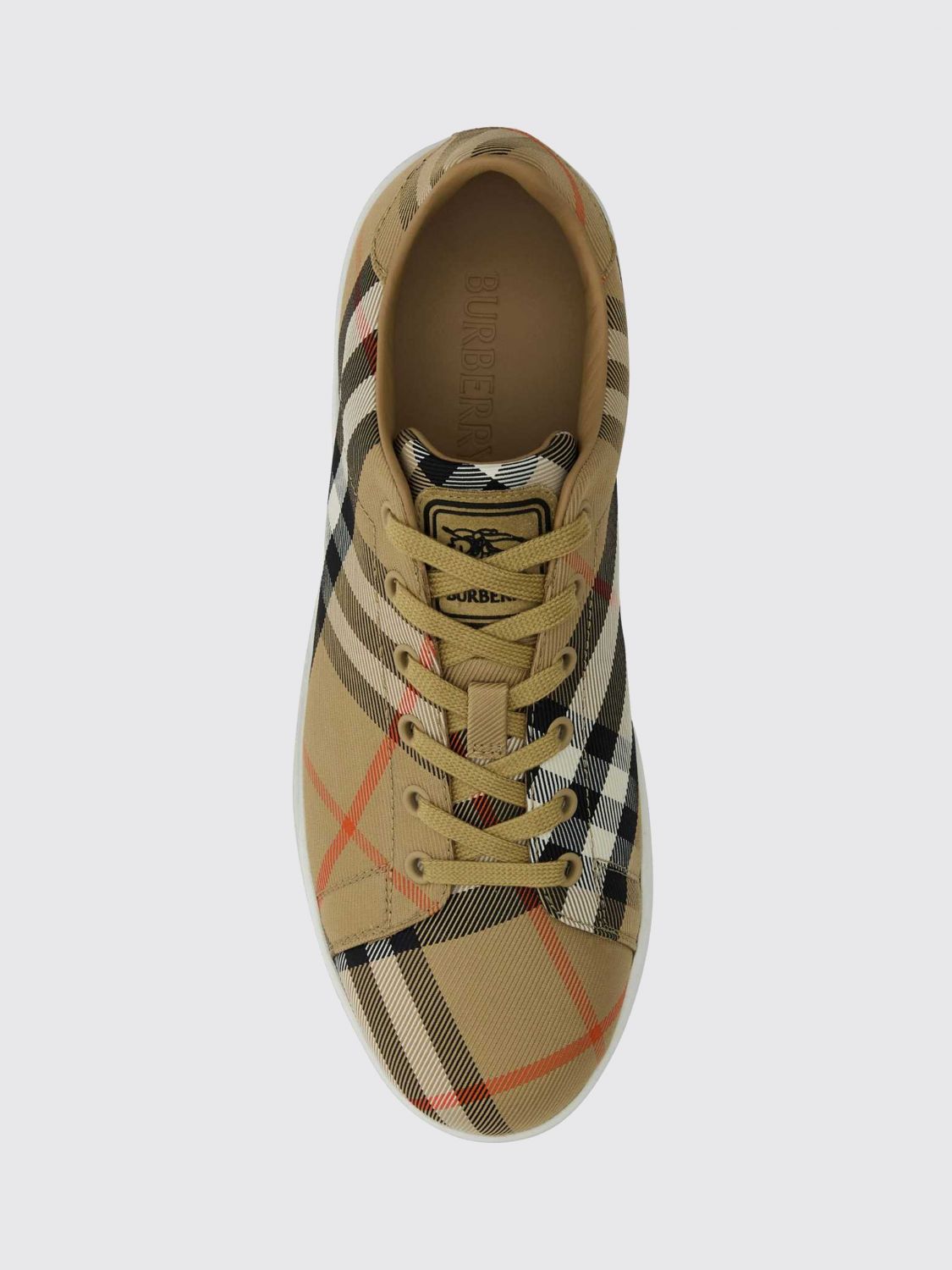 set low-top sneakers in vintage check fabric