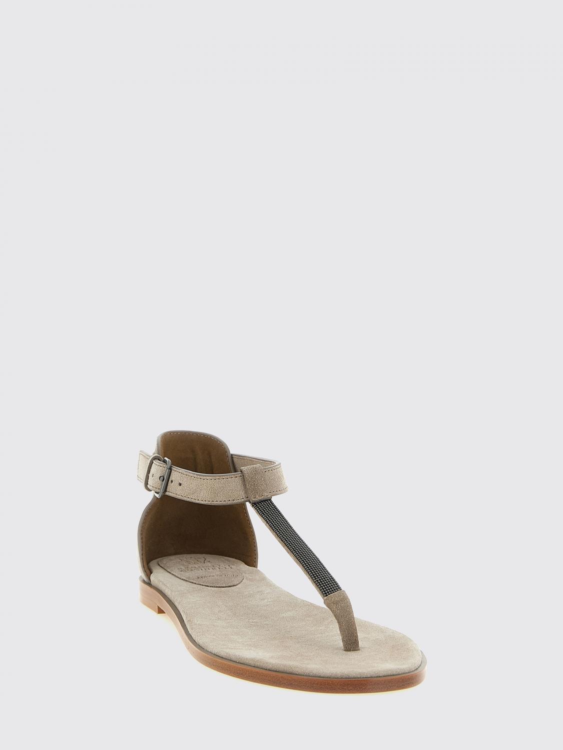 suede low-heeled thong sandals