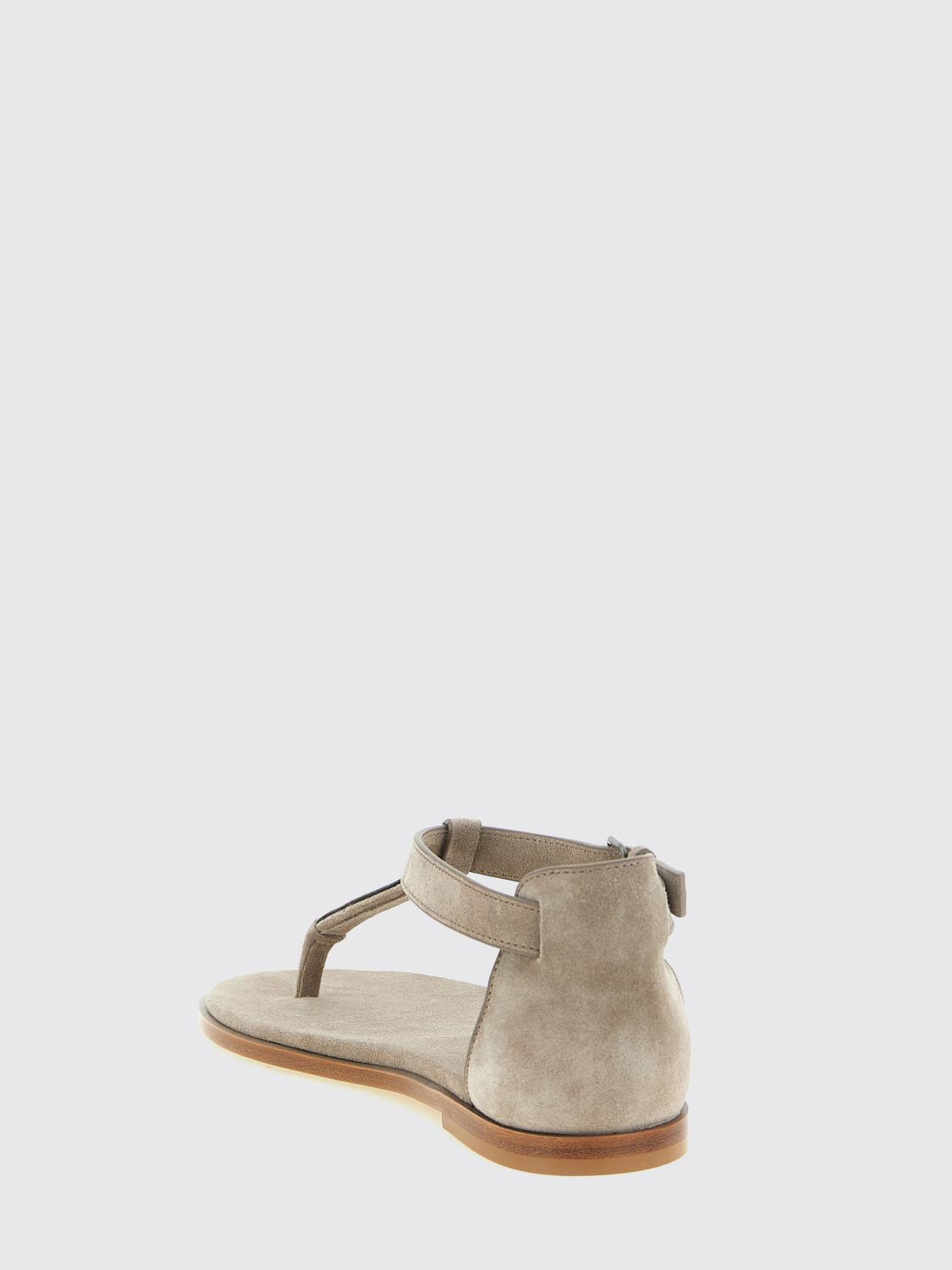 suede low-heeled thong sandals