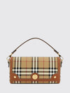 small note handbag in vintage check canvas and leather