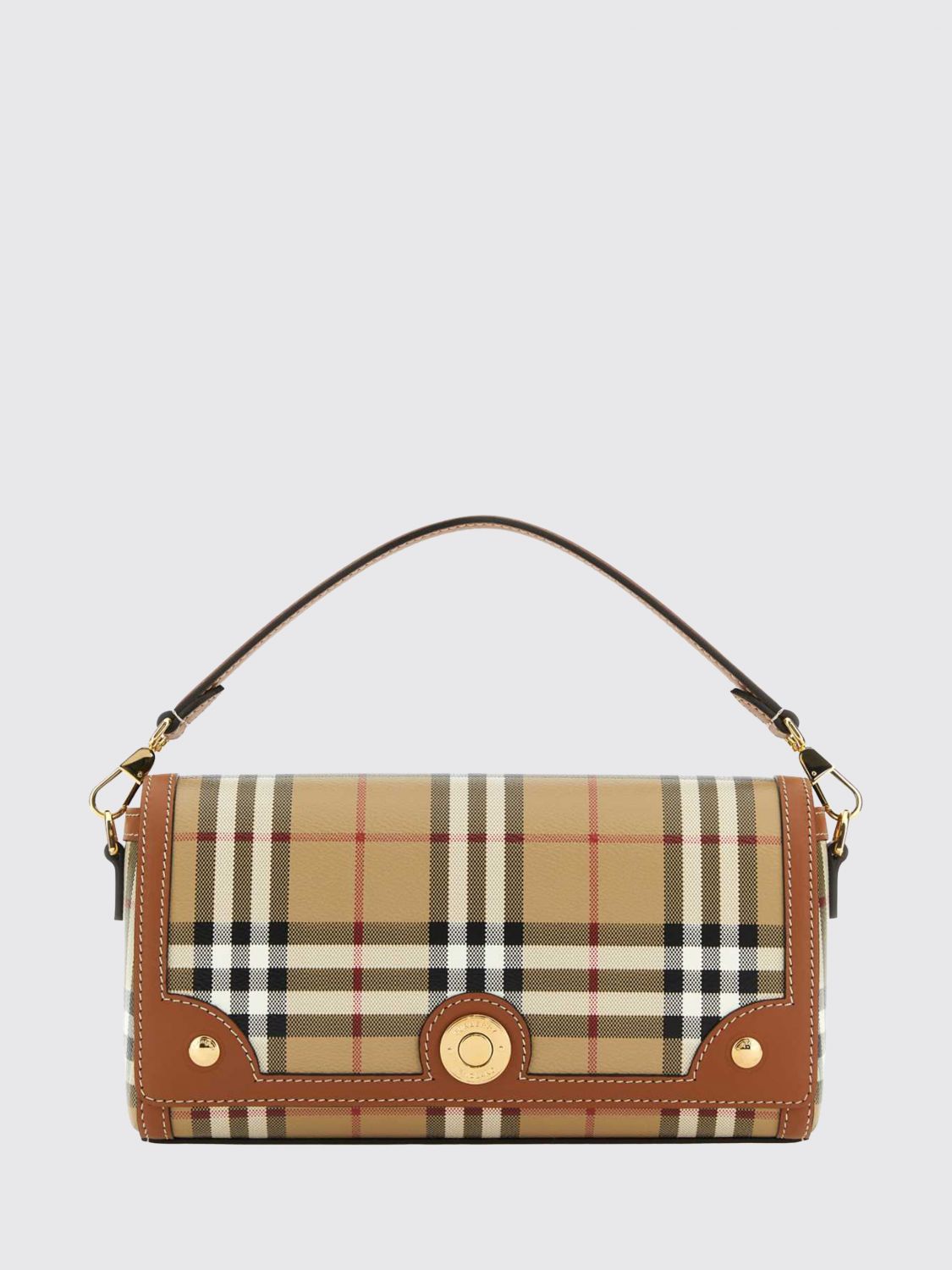 small note handbag in vintage check canvas and leather