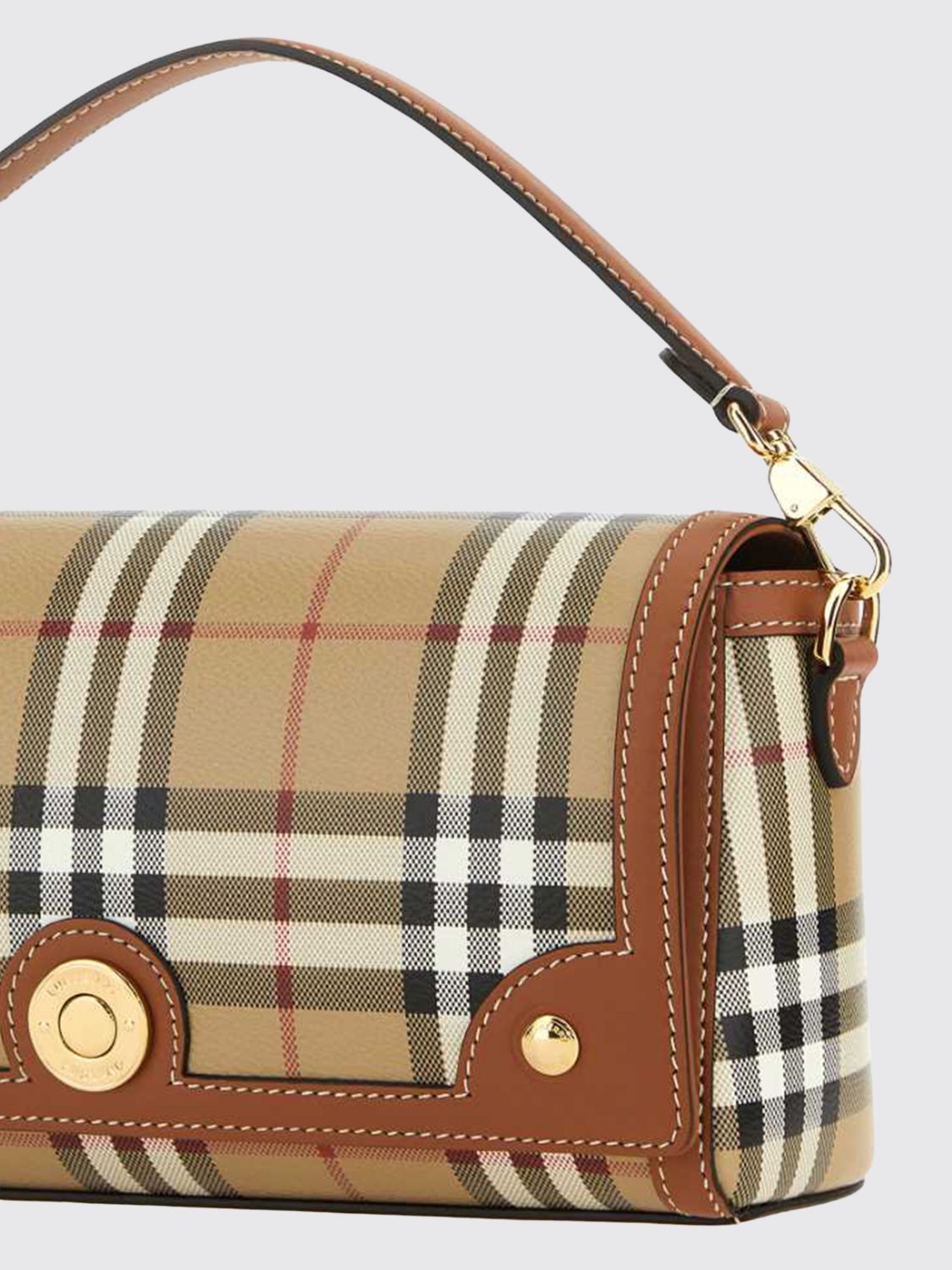 small note handbag in vintage check canvas and leather