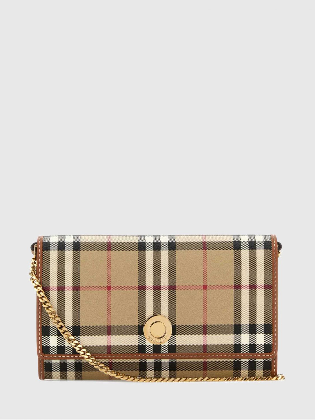 BURBERRY OS check coated cotton wallet on chain bag