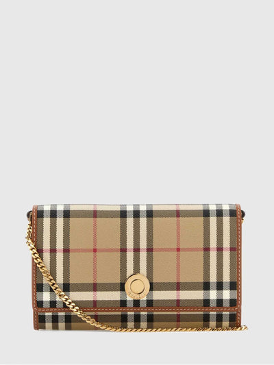check coated cotton wallet on chain bag