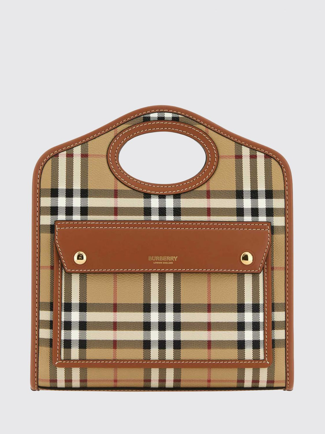 BURBERRY OS small pocket handbag in vintage check canvas with leather trim