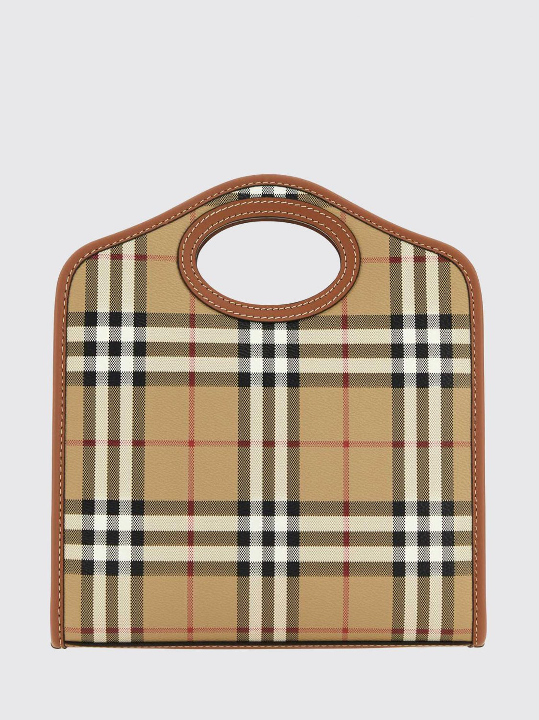BURBERRY OS small pocket handbag in vintage check canvas with leather trim