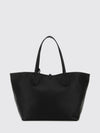 reversible shoulder bag in grained leather and logo fabric