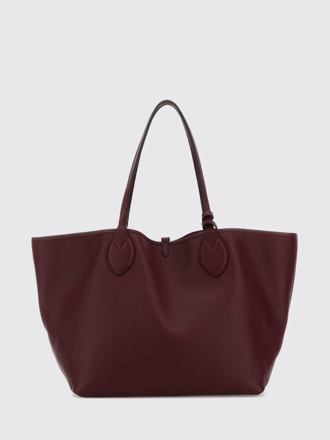 reversible shoulder bag in grained leather and logo fabric