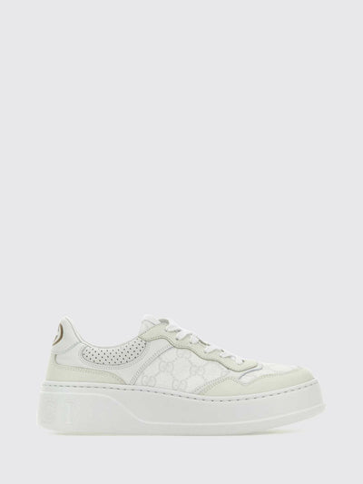low-top sneakers in leather and gg supreme fabric with platform sole