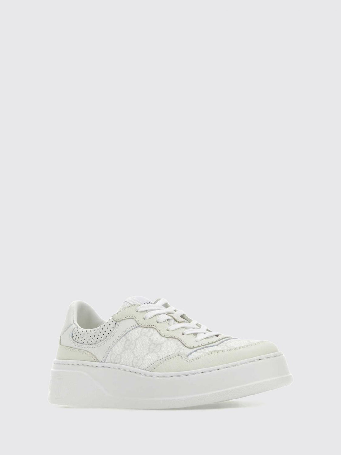 GUCCI 35 low-top sneakers in leather and gg supreme fabric with platform sole