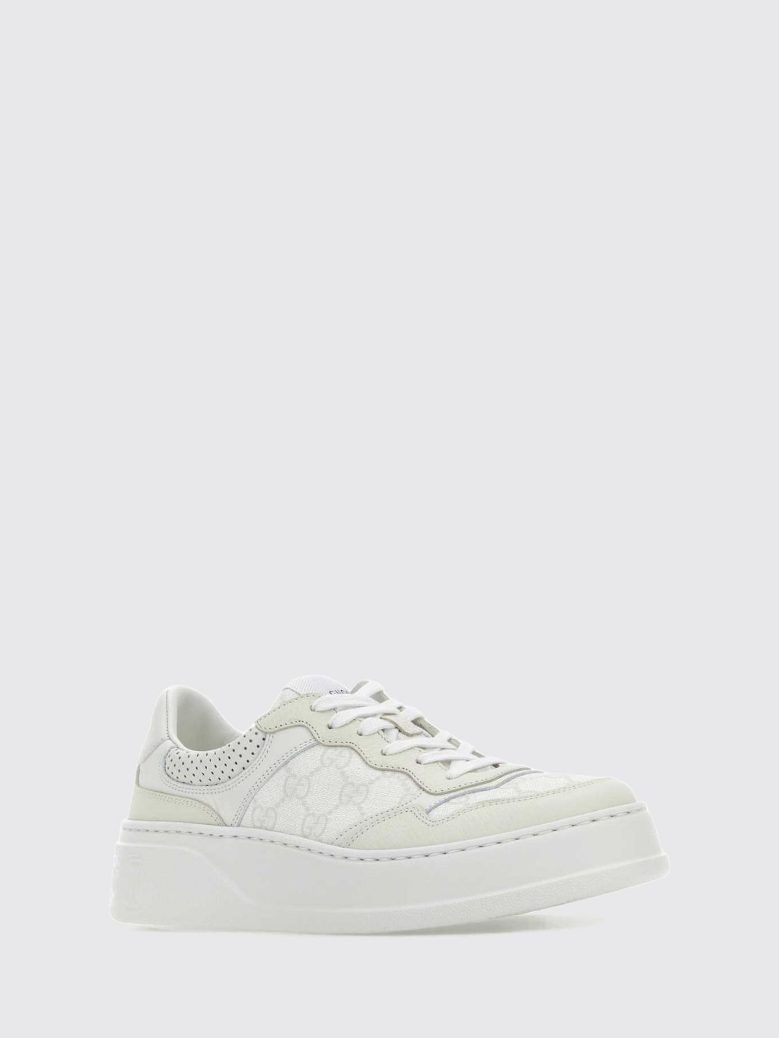 low-top sneakers in leather and gg supreme fabric with platform sole