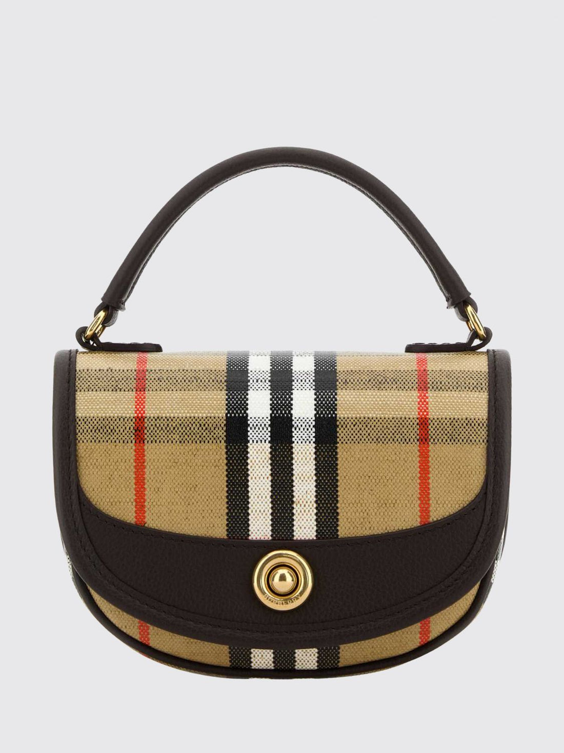 BURBERRY OS highlands mini half-moon bag in vintage check canvas and leather