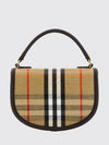 highlands mini half-moon bag in vintage check canvas and leather