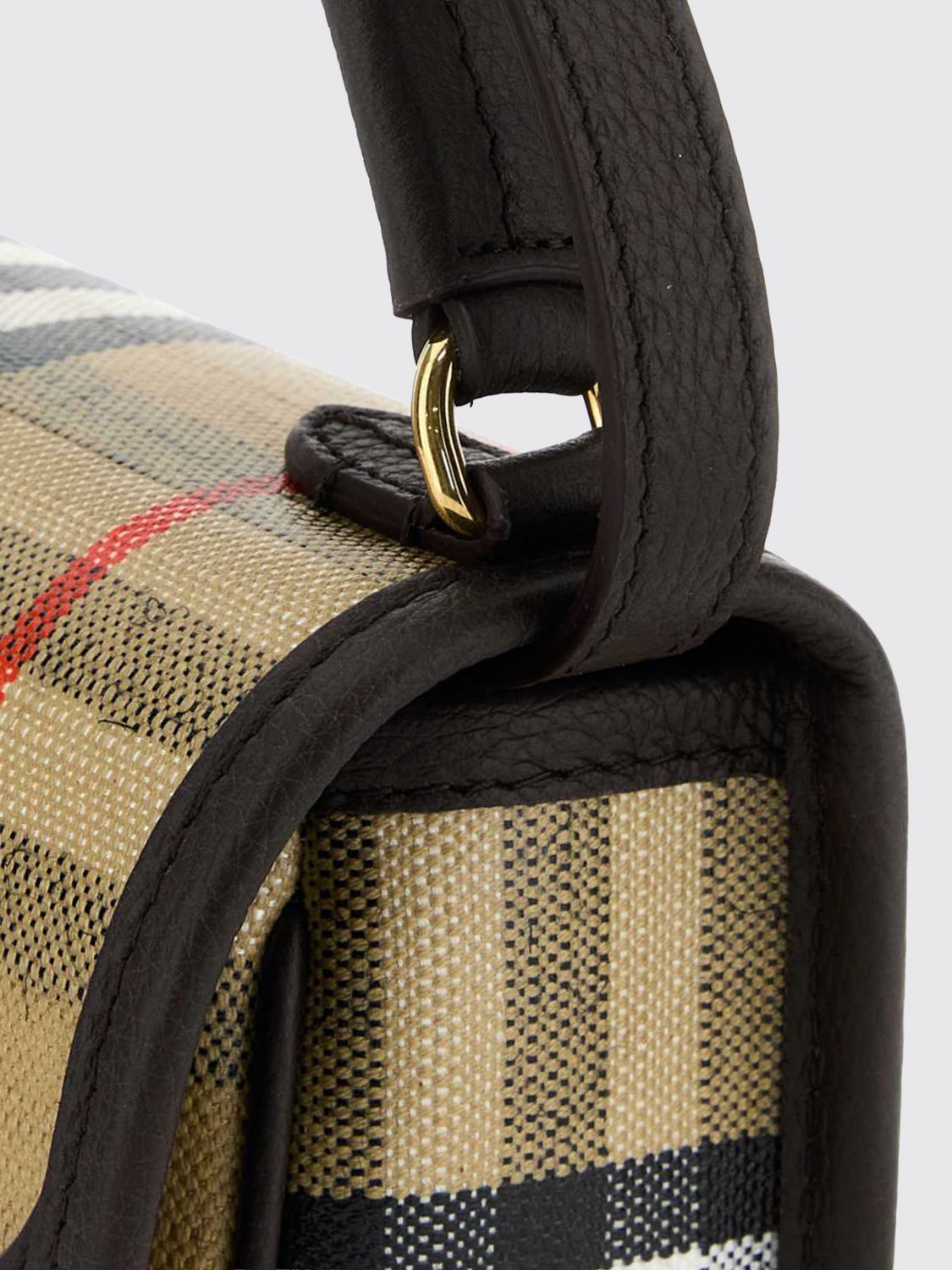 highlands mini half-moon bag in vintage check canvas and leather