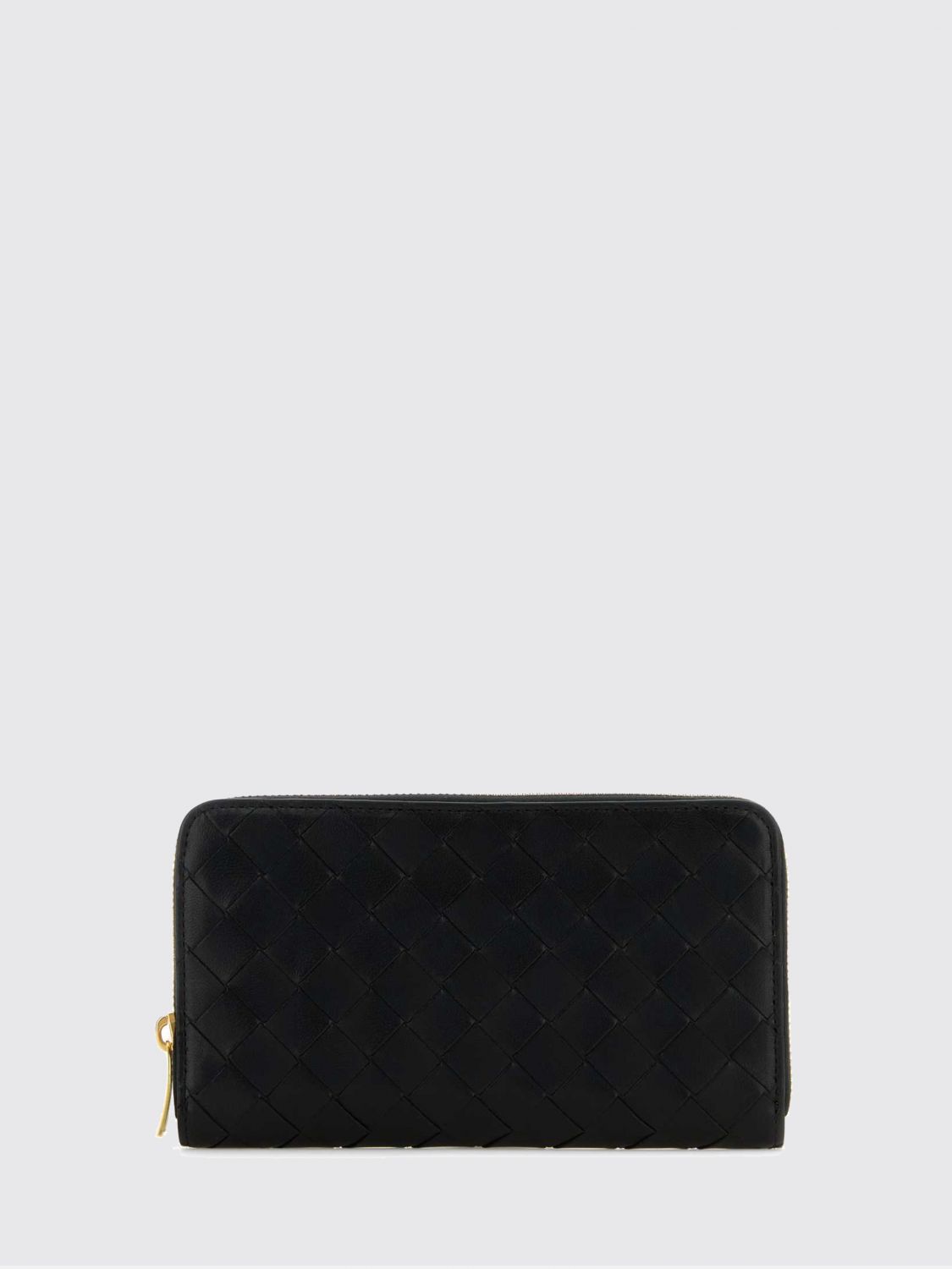 intrecciato leather continental zip-around wallet