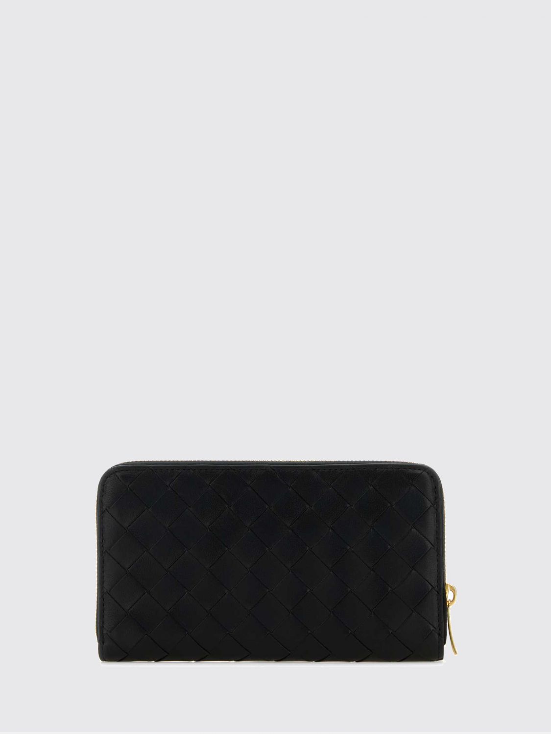 intrecciato leather continental zip-around wallet