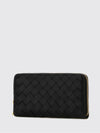 intrecciato leather continental zip-around wallet