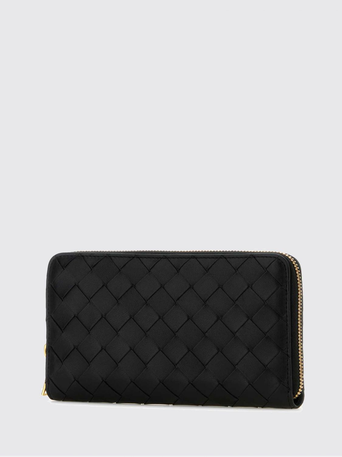 intrecciato leather continental zip-around wallet