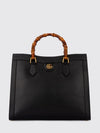 diana grained leather tote bag with bamboo handles
