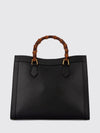 diana grained leather tote bag with bamboo handles
