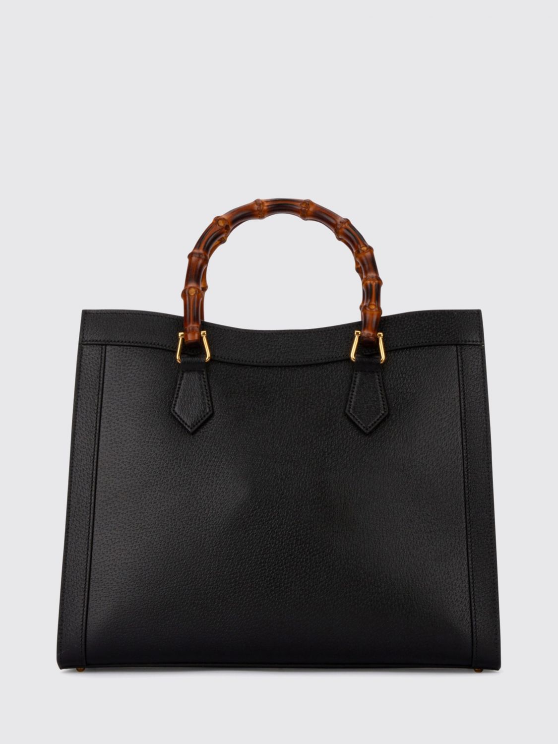 diana grained leather tote bag with bamboo handles